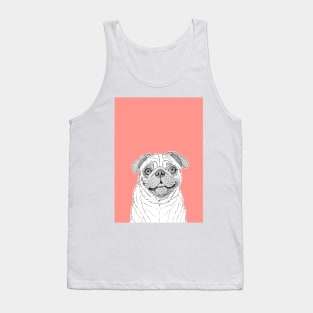 Pug Dog Portrait ( coral background ) Tank Top